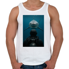 PRINTFASHION Shark - Férfi atléta - Fehér