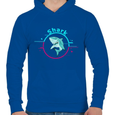 PRINTFASHION shark - Férfi kapucnis pulóver - Királykék férfi pulóver, kardigán