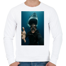 PRINTFASHION Shark - Férfi pulóver - Fehér