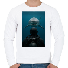 PRINTFASHION Shark - Férfi pulóver - Fehér férfi pulóver, kardigán