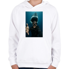 PRINTFASHION Shark - Gyerek kapucnis pulóver - Fehér gyerek pulóver, kardigán