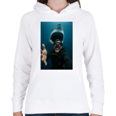 PRINTFASHION Shark - Női kapucnis pulóver - Fehér