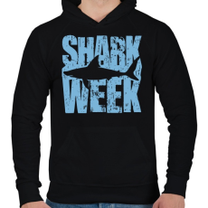 PRINTFASHION Shark Week - Férfi kapucnis pulóver - Fekete