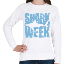 PRINTFASHION Shark Week - Női pulóver - Fehér női pulóver, kardigán