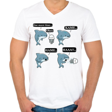 PRINTFASHION SharKAMEHAMEHAA..(B) - Férfi V-nyakú póló - Fehér