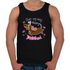 PRINTFASHION She's very happy Dachshund - Férfi atléta - Fekete atléta, trikó