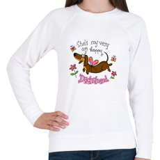 PRINTFASHION She's very happy dachshund - Női pulóver - Fehér