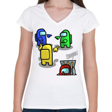 PRINTFASHION Shhhhh.... - Női V-nyakú póló - Fehér női póló