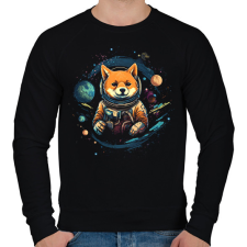 PRINTFASHION Shiba asztranauta - Férfi pulóver - Fekete férfi pulóver, kardigán