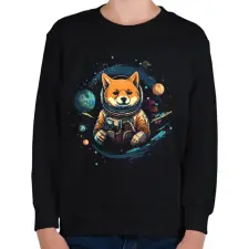 PRINTFASHION Shiba asztranauta - Gyerek pulóver - Fekete gyerek pulóver, kardigán