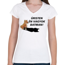 PRINTFASHION Shiba Batman meme - Női V-nyakú póló - Fehér női póló
