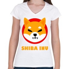 PRINTFASHION Shiba inu 01 - Női V-nyakú póló - Fehér
