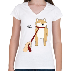 PRINTFASHION Shiba inu NEM sétál - Női V-nyakú póló - Fehér