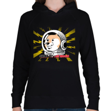 PRINTFASHION SHIBA TO THE MOON - Női kapucnis pulóver - Fekete női pulóver, kardigán