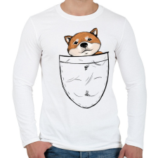 PRINTFASHION Shiba zsebminta - Férfi hosszú ujjú póló - Fehér férfi póló