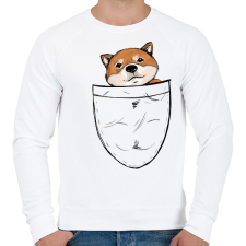 PRINTFASHION Shiba zsebminta - Férfi pulóver - Fehér férfi pulóver, kardigán