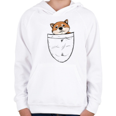 PRINTFASHION Shiba zsebminta - Gyerek kapucnis pulóver - Fehér