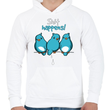 PRINTFASHION Shit happens - történnek szar dolgok - Férfi kapucnis pulóver - Fehér férfi pulóver, kardigán