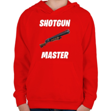 PRINTFASHION Shotgun Master - Fortnite (Fehér) - Gyerek kapucnis pulóver - Piros