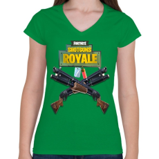 PRINTFASHION Shotguns Fortnite  - Női V-nyakú póló - Zöld