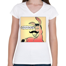 PRINTFASHION Shrek - szamár - Női V-nyakú póló - Fehér