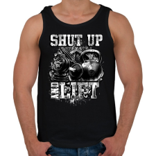 PRINTFASHION Shut up and lift - Férfi atléta - Fekete atléta, trikó