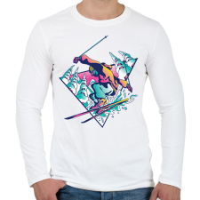 PRINTFASHION Síelő - Férfi hosszú ujjú póló - Fehér férfi póló