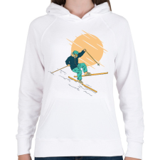 PRINTFASHION Síelő - Női kapucnis pulóver - Fehér női pulóver, kardigán