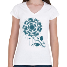 PRINTFASHION SIMPLE - Női V-nyakú póló - Fehér