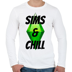 PRINTFASHION Sims&chill - Férfi hosszú ujjú póló - Fehér