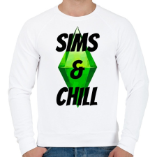 PRINTFASHION Sims&chill - Férfi pulóver - Fehér férfi pulóver, kardigán