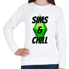 PRINTFASHION Sims&chill - Női pulóver - Fehér