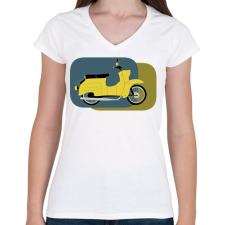 PRINTFASHION simson schwalbe2 - Női V-nyakú póló - Fehér női póló