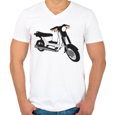 PRINTFASHION Simson sr50 - Férfi V-nyakú póló - Fehér