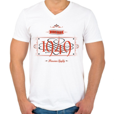PRINTFASHION since-1949-red-black - Férfi V-nyakú póló - Fehér férfi póló