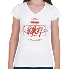 PRINTFASHION since-1967-red-black - Női V-nyakú póló - Fehér női póló