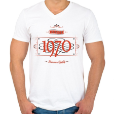 PRINTFASHION since-1970-red-black - Férfi V-nyakú póló - Fehér férfi póló