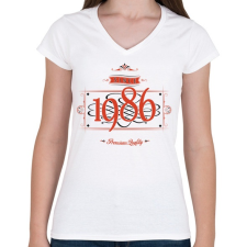 PRINTFASHION since-1986-red-black - Női V-nyakú póló - Fehér női póló