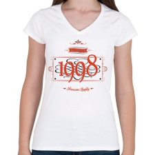 PRINTFASHION since-1998-red-black - Női V-nyakú póló - Fehér női póló