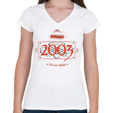 PRINTFASHION since-2003-red-black - Női V-nyakú póló - Fehér női póló