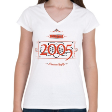 PRINTFASHION since-2005-red-black - Női V-nyakú póló - Fehér női póló