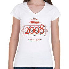 PRINTFASHION since-2008-red-black - Női V-nyakú póló - Fehér női póló