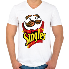 PRINTFASHION Singles - szinglik - Pringles paródia - Férfi V-nyakú póló - Fehér férfi póló