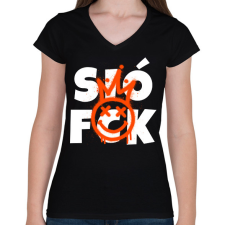 PRINTFASHION SIÓFCK - Női V-nyakú póló - Fekete női póló