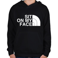PRINTFASHION Sit on my face - Gyerek kapucnis pulóver - Fekete