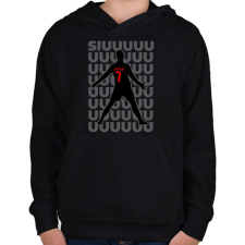 PRINTFASHION Siuuuuuu Cristiano Ronaldo - Gyerek kapucnis pulóver - Fekete gyerek pulóver, kardigán