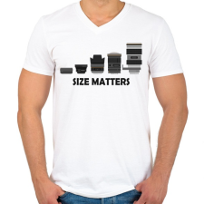 PRINTFASHION Size matters - Férfi V-nyakú póló - Fehér férfi póló