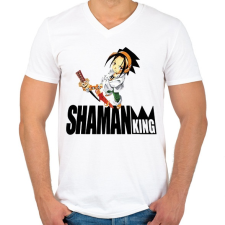 PRINTFASHION SK Yoh Asakura - Férfi V-nyakú póló - Fehér férfi póló
