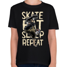 PRINTFASHION Skate Eat Sleep Repeat - Gyerek póló - Fekete