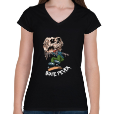 PRINTFASHION Skate fever - Női V-nyakú póló - Fekete